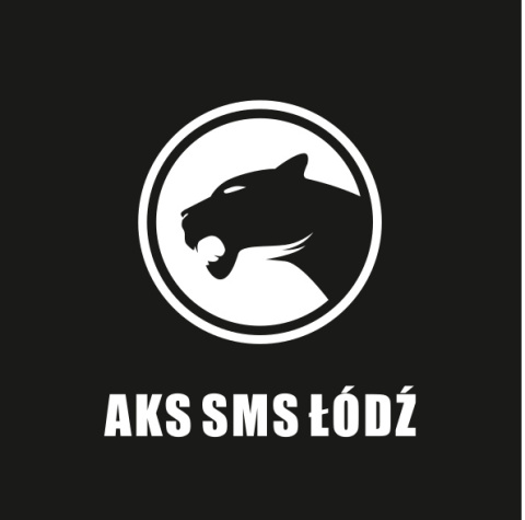Flaga klubowa AKS SMS - pantera z napisem